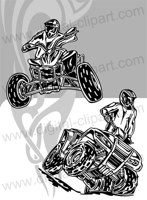 ATV Riders - Cuttable vector clipart in EPS and AI formats. Vectorial Clip art for cutting plotters.