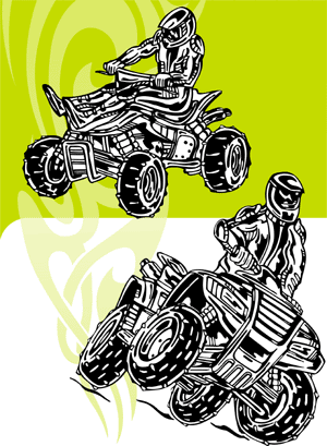 ATV Riders 2 - Cuttable vector clipart in EPS and AI formats. Vectorial Clip art for cutting plotters.