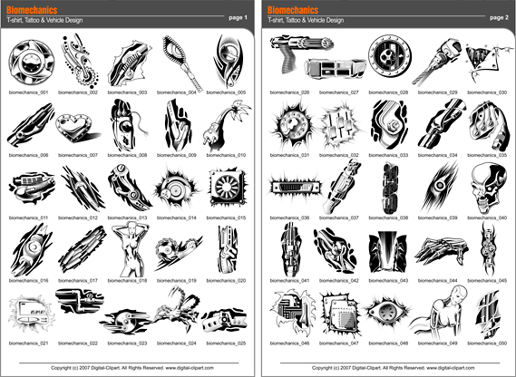 Biomechanics Clipart - PDF - catalog. Cuttable vector clipart in EPS and AI formats. Vectorial Clip art for cutting plotters.