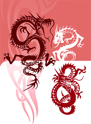 Chinese Dragons - Cuttable vector clipart in EPS and AI formats. Vectorial Clip art for cutting plotters.