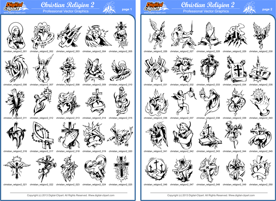 Christian Religion 2 - PDF - catalog. Cuttable vector clipart in EPS and AI formats. Vectorial Clip art for cutting plotters.