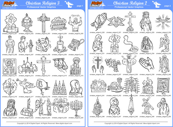 Christian Religion 3 - PDF - catalog. Cuttable vector clipart in EPS and AI formats. Vectorial Clip art for cutting plotters.