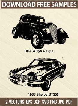 American Muscle Cars - Free vector lipart in EPS and AI formats.