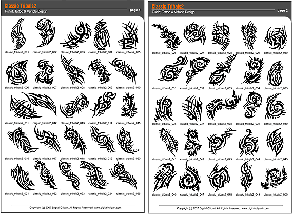 Classic Tribals2. PDF - catalog. Cuttable vector clipart in EPS and AI formats. Vectorial Clip art for cutting plotters.