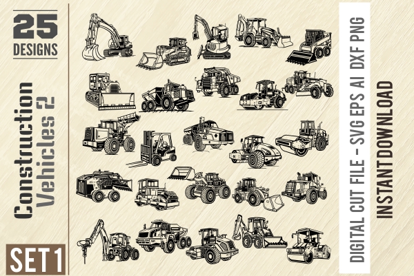 Classic Trucks 2 - American Muscle Cars - PDF - catalog. Cuttable vector clipart in EPS and AI formats. Vectorial Clip art for cutting plotters.