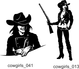 Cowgirls and Gangsters - Free vector lipart in EPS and AI formats.