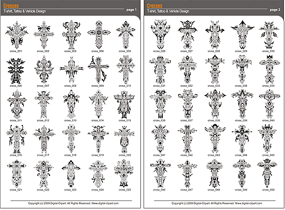 Crosses - PDF - catalog. Cuttable vector clipart in EPS and AI formats. Vectorial Clip art for cutting plotters.