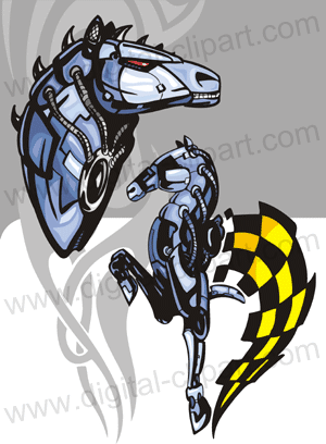 Cyber Horses. Cuttable vector clipart in EPS and AI formats. Vectorial Clip art for cutting plotters.