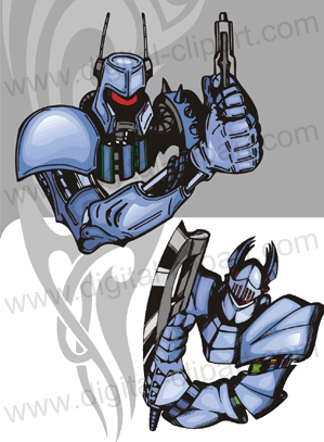 Cyborgs Clipart. Cuttable vector clipart in EPS and AI formats. Vectorial Clip art for cutting plotters.