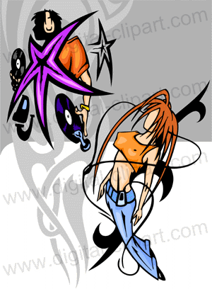 Dances and Music - Cuttable vector clipart in EPS and AI formats. Vectorial Clip art for cutting plotters.