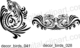 Decorative Birds. Free vector lipart in EPS and AI formats.