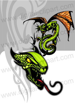 Dragons. Cuttable vector clipart in EPS and AI formats. Vectorial Clip art for cutting plotters.