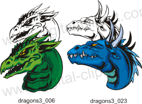 Dragons 3 Clipart  - Free vector lipart in EPS and AI formats.