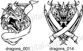 Dragon Templates. Free vector lipart in EPS and AI formats.