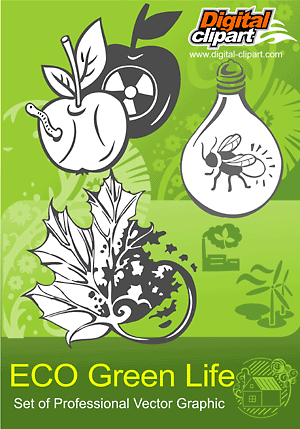 ECO Green Life - Cuttable vector clipart in EPS and AI formats. Vectorial Clip art for cutting plotters.