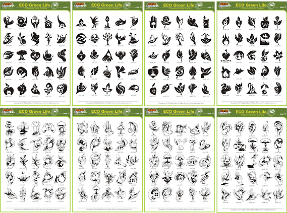 ECO Green Life - PDF - catalog. Cuttable vector clipart in EPS and AI formats. Vectorial Clip art for cutting plotters.