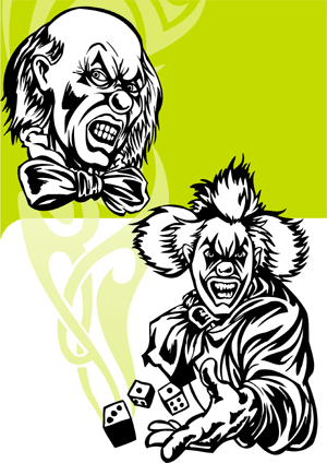 Evil Clowns - Cuttable vector clipart in EPS and AI formats. Vectorial Clip art for cutting plotters.