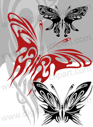 Fantastic Butterflies Clip Art. Cuttable vector clipart in EPS and AI formats. Vectorial Clip art for cutting plotters.