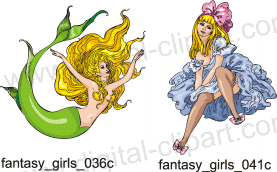 Fantasy Girls 2. Free vector lipart in EPS and AI formats.