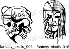 Fantasy Cyber Skulls - Free vector lipart in EPS and AI formats.