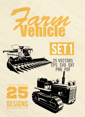 Farm Vehicle - American Muscle Cars - Cuttable vector clipart in EPS and AI formats. Vectorial Clip art for cutting plotters.