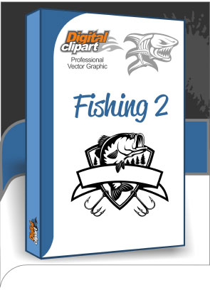 Fishing Clipart 2 - Cuttable vector clipart in EPS and AI formats. Vectorial Clip art for cutting plotters.