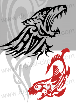 Flaming Animals - Cuttable vector clipart in EPS and AI formats. Vectorial Clip art for cutting plotters.