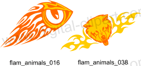 Flaming Animals Clip Art. Free vector lipart in EPS and AI formats.