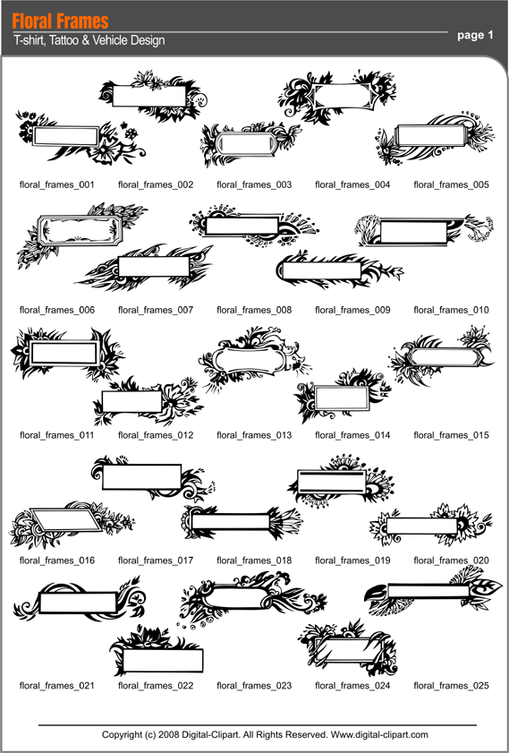 PDF - catalog. Cuttable vector clipart in EPS and AI formats. Vectorial Clip art for cutting plotters.