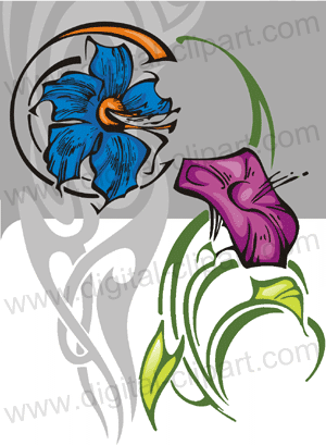 Flowers 2. Cuttable vector clipart in EPS and AI formats. Vectorial Clip art for cutting plotters.