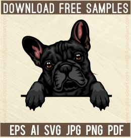 French Bulldog Peeking Dogs - Free vector lipart in EPS and AI formats.