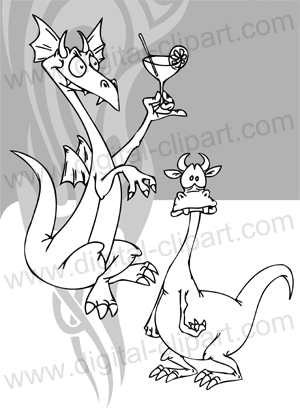 Funny Dragons - Cuttable vector clipart in EPS and AI formats. Vectorial Clip art for cutting plotters.