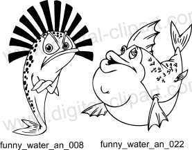 Funny Water Animals - Free vector lipart in EPS and AI formats.