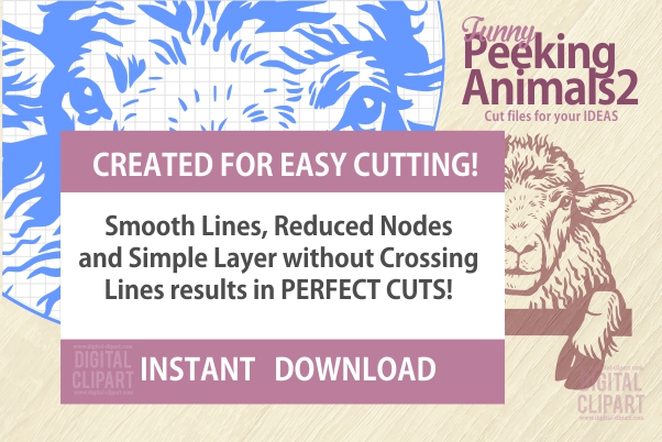 Funny Peeking Animals 2 - PDF - catalog. Cuttable vector clipart in EPS and AI formats. Vectorial Clip art for cutting plotters.