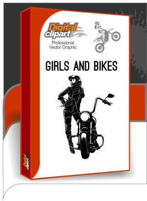 Girls and Bikes - Cuttable vector clipart in EPS and AI formats. Vectorial Clip art for cutting plotters.