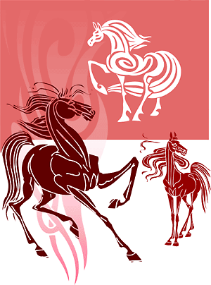 Graceful Horses  - Cuttable vector clipart in EPS and AI formats. Vectorial Clip art for cutting plotters.