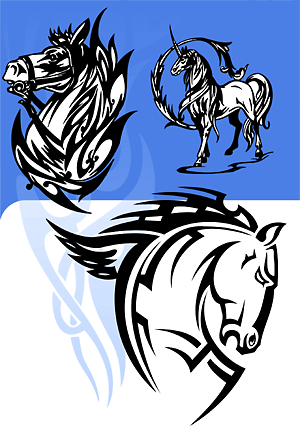 Horses Clipart - Cuttable vector clipart in EPS and AI formats. Vectorial Clip art for cutting plotters.