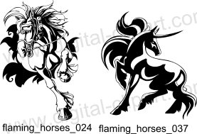 Flaming Horses -  Free vector lipart in EPS and AI formats.