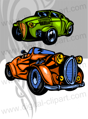 Hotrods Clipart - Cuttable vector clipart in EPS and AI formats. Vectorial Clip art for cutting plotters.