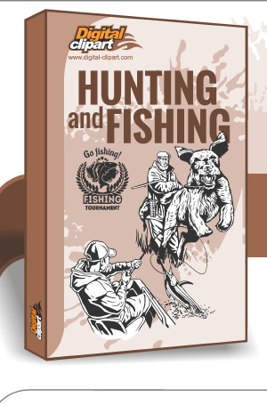 Hunting and Fishing - Cuttable vector clipart in EPS and AI formats. Vectorial Clip art for cutting plotters.