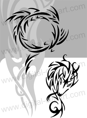 Lines Dragons - Cuttable vector clipart in EPS and AI formats. Vectorial Clip art for cutting plotters.