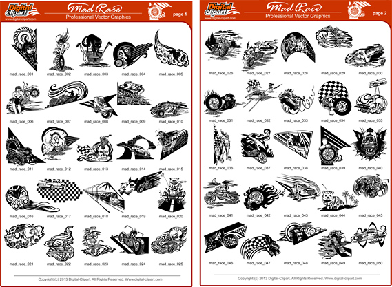 PDF - catalog. Cuttable vector clipart in EPS and AI formats. Vectorial Clip art for cutting plotters.