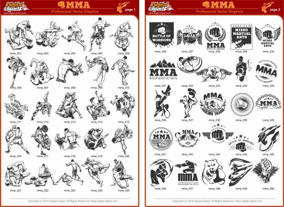 Boxing Clipart - PDF - catalog. Cuttable vector clipart in EPS and AI formats. Vectorial Clip art for cutting plotters.