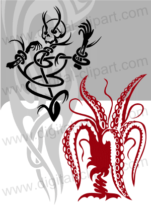 Monster Flowers - Cuttable vector clipart in EPS and AI formats. Vectorial Clip art for cutting plotters.
