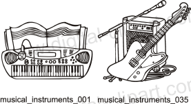 Musical Instruments. Free vector lipart in EPS and AI formats.