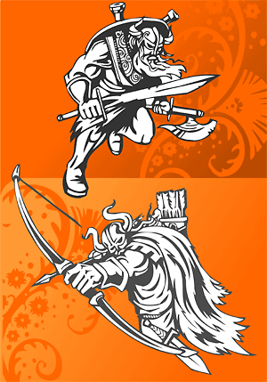 Nordic Vikings - Cuttable vector clipart in EPS and AI formats. Vectorial Clip art for cutting plotters.