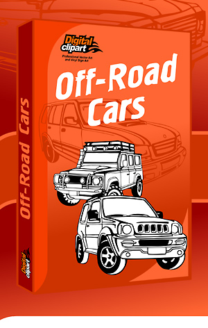 Off-Road cars - Cuttable vector clipart in EPS and AI formats. Vectorial Clip art for cutting plotters.