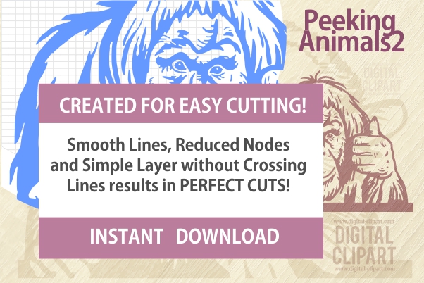 Peeking Animals - PDF - catalog. Cuttable vector clipart in EPS and AI formats. Vectorial Clip art for cutting plotters.