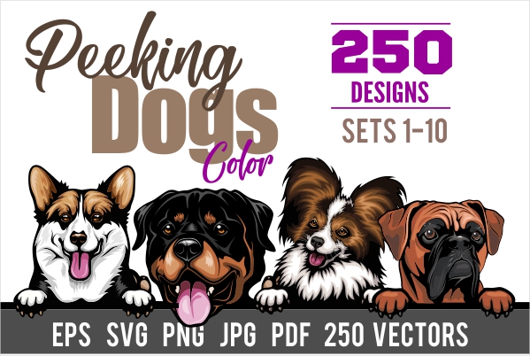 All Peeking Dogs Color