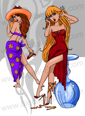 Pinup girls. Cuttable vector clipart in EPS and AI formats. Vectorial Clip art for cutting plotters.
